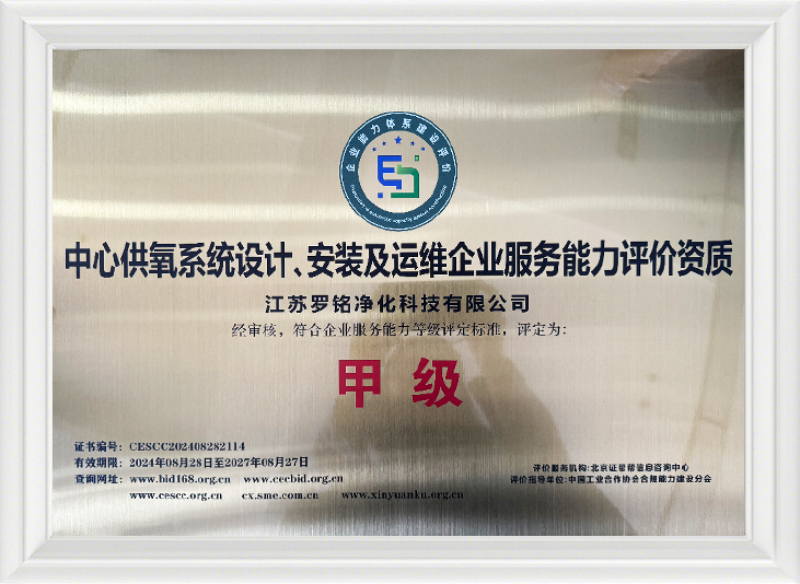 Merkezi oksijen besleme sistemi tasarımı, kurulumu ve işletimi ve bakımı kurumsal hizmet yeteneği değerlendirme yeterliliği